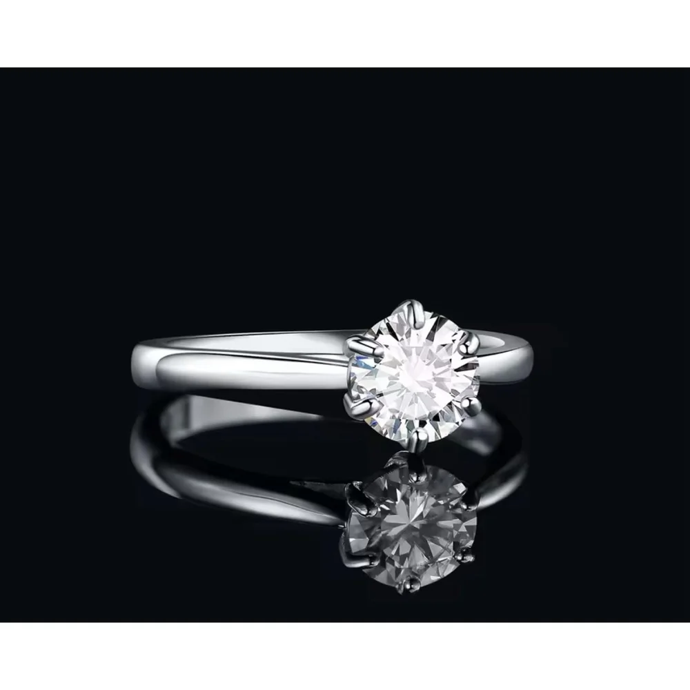 1ct Solitaire Platinum‎ Simulated Diamond Engagement Wedding Ring, Size 6 NEW